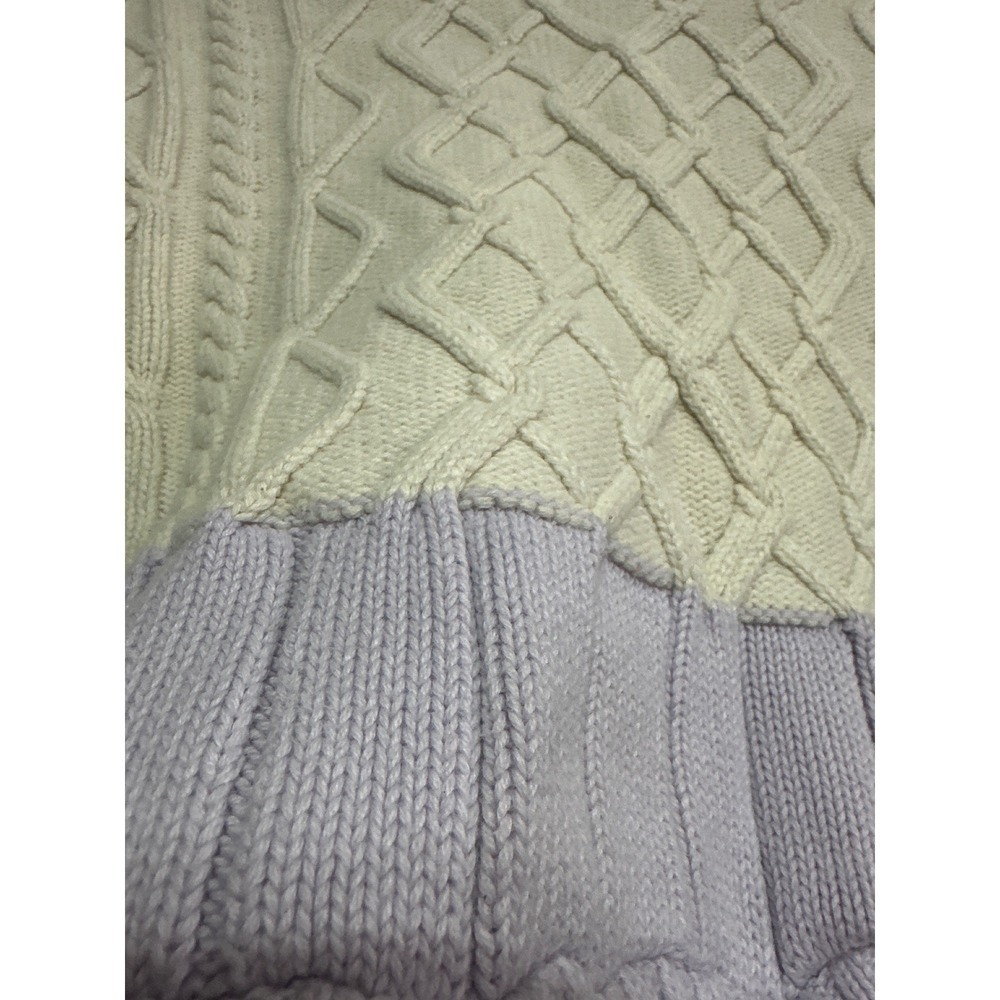 Kendall & Kylie Cream Cable Knit Cropped Color Block Sweater Small - Picture 3 of 7